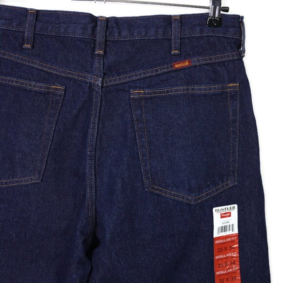 Rustler Wrangler Straight Leg Jeans Mens Size 35 x 34 Regular Fit Dark 87619PW - Picture 7 of 7